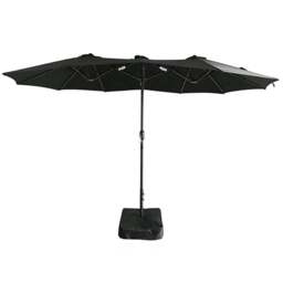 Rackhams 4.6m Patio Parasol Large Double Sided Garden Umbrella Crank Handle Base Black - Black