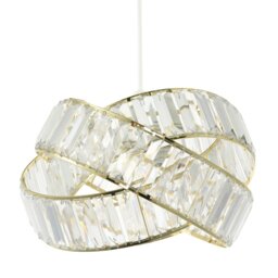 Rackhams Modern Three Ring Gold Pendant Shade with Transparent Acrylic Prisms