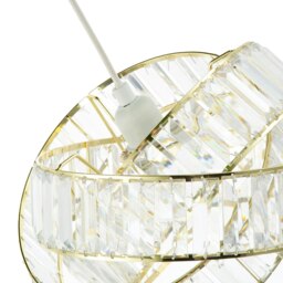 Rackhams Modern Three Ring Gold Pendant Shade with Transparent Acrylic Prisms - thumbnail 5