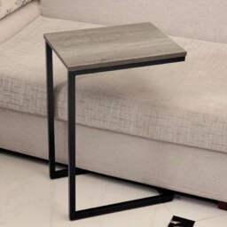 Rackhams 60CM Tall Industrial C-Shaped Sofa End Table Brown - thumbnail 5