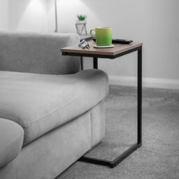 Rackhams 60CM Tall Industrial C-Shaped Sofa End Table Brown - thumbnail 4