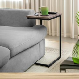 Rackhams 60CM Tall Industrial C-Shaped Sofa End Table Brown - thumbnail 6