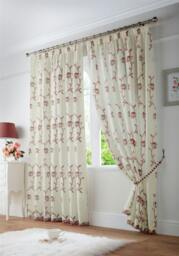 Rackhams Exe Embroidery Voile Curtains - Red - 229cm width x 229cm drop