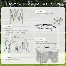Rackhams 3 x 3(m) Pop Up Gazebo, Double-roof Garden Tent with Netting and Carry Bag, Party Event Shelter for Outdoor Patio, Dark Grey - thumbnail 3