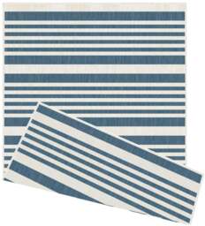 Rackhams Duo Weave Outdoor Blue Rug Modern Stripes - 120X170 cm - thumbnail 1