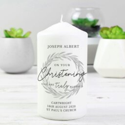 Rackhams Personalised 'Truly Blessed' Christening Pillar Candle - thumbnail 4