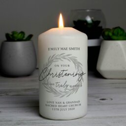Rackhams Personalised 'Truly Blessed' Christening Pillar Candle - thumbnail 1