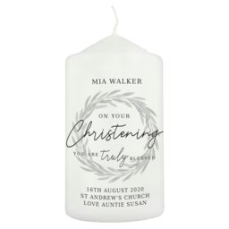 Rackhams Personalised 'Truly Blessed' Christening Pillar Candle - thumbnail 2