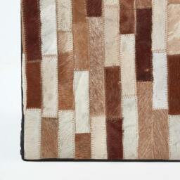 Rackhams Brown and Black Patchwork Cube Pouffe Suede Leather - 36 x 36 x 38 cm - Brown - thumbnail 4