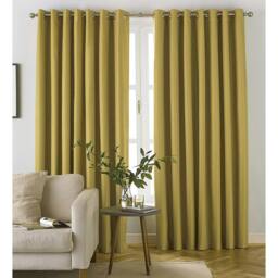 Rackhams Moon Eyelet Curtains - Ochre Yellow - One Size - Ochre Yellow - 100% Polyester