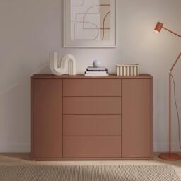 Rackhams Alice Springs Wide Sideboard with 4 Drawers & 2 Doors with Push-to-Open in Terracotta - W 143.9 X  H 99.1 X  D 34.9cm - Terracotta - 1