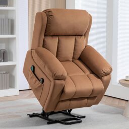 Rackhams Lift Chair Riser and Recliner Chair with Vibration Massage Heat - Brown - Leathaire (Polyester) - 90W x 95D x 103Hcm - thumbnail 2