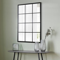 Rackhams Epping Large Metal Industrial Window Mirror 120cm x 80cm - Black - thumbnail 1