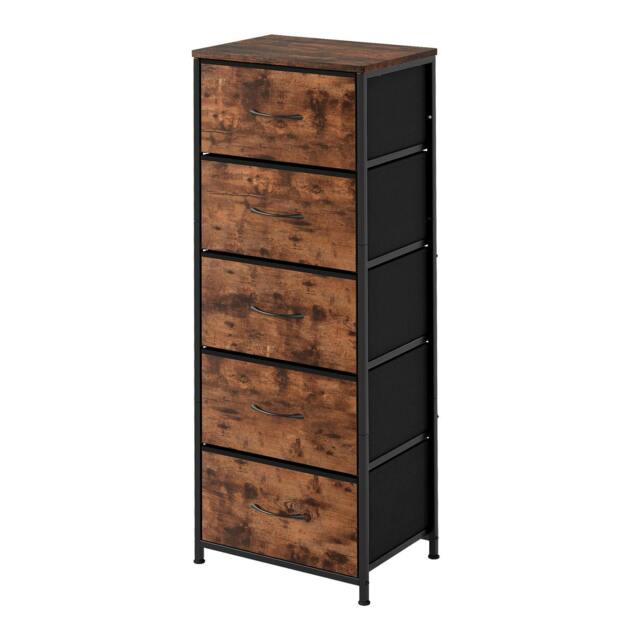 Rackhams Chest of Drawers Vintage Wood 5 Drawer Bedroom Storage Organiser Brown - image 1