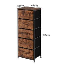 Rackhams Chest of Drawers Vintage Wood 5 Drawer Bedroom Storage Organiser Brown - thumbnail 6