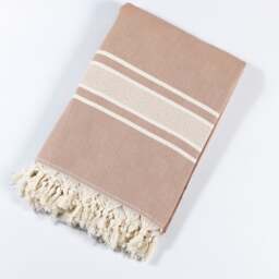 Rackhams Linear Cotton Blanket - Bedspread - Single (190 x 260 cm) - Brick on Natural - thumbnail 1