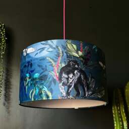 "Rackhams Handmade Velvet Lampshade in Smoke - Ceiling Pendant / Arc Lamp - 40cm diameter x 25cm Height (16"" x 10"")" - thumbnail 1