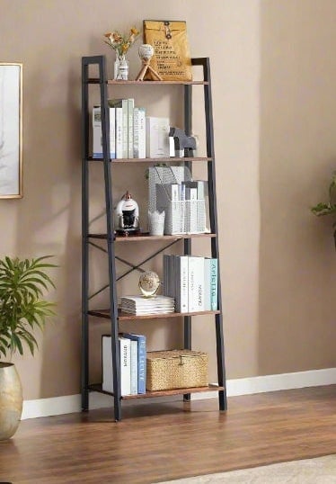 Rackhams 5-Tier Ladder Shelf - Industrial Bookshelf and Plant Stand - image 1