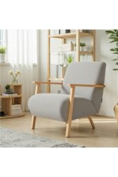 Rackhams Grey Chenille Upholstered Armchair - Grey - thumbnail 1
