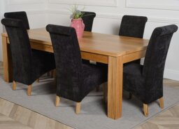 Rackhams Dakota Extra Large Oak Dining Table with Montana Fabric Chairs - 6 chairs - Beige - thumbnail 2