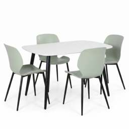 Rackhams Aspen Dining Set - White Rectangular Table & 4 Carnaby Dining Chairs - Grey - thumbnail 3