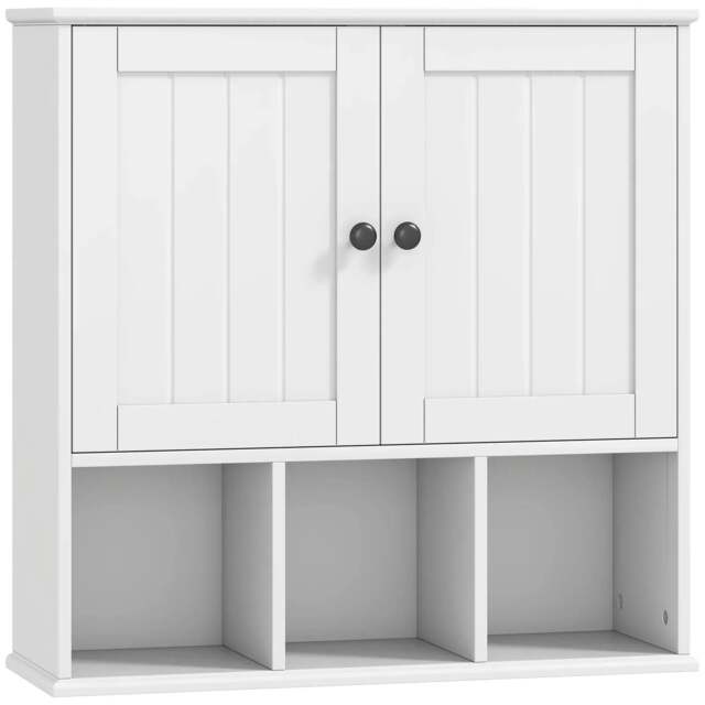 Rackhams Farmhouse Bathroom Wall Cabinet, Wall Mounted Medicine Cabinet with Adjustable Shelf, Open Compartments, White