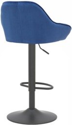 Rackhams Velluto Kitchen & Breakfast Bar Stool, Velvet Padded Seat & Backrest, Matt Black Footrest, Height Adjustable Swivel Gas Lift, Blue - thumbnail 4