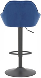 Rackhams Velluto Kitchen & Breakfast Bar Stool, Velvet Padded Seat & Backrest, Matt Black Footrest, Height Adjustable Swivel Gas Lift, Blue - thumbnail 5