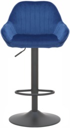 Rackhams Velluto Kitchen & Breakfast Bar Stool, Velvet Padded Seat & Backrest, Matt Black Footrest, Height Adjustable Swivel Gas Lift, Blue - thumbnail 3