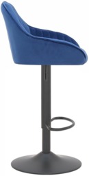 Rackhams Velluto Kitchen & Breakfast Bar Stool, Velvet Padded Seat & Backrest, Matt Black Footrest, Height Adjustable Swivel Gas Lift, Blue - thumbnail 2