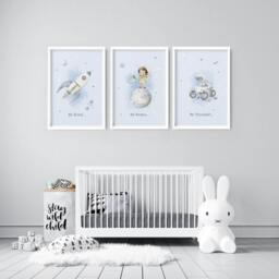 Rackhams Childrens Prints For Bedroom - Set of 3 wall art prints - 20 x 30 in / 50 x 76 cm - Matte Museum Quality Art Paper 290 gsm - Oak Frame - thumbnail 3