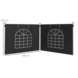 Rackhams 3x3(m) or 3x6m Pop Up Gazebo Side Panels Replacement, 2 Pack, Black - Black - Oxford - 295W x 195Hcm - thumbnail 6