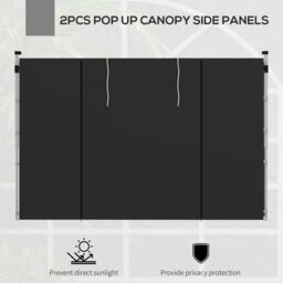 Rackhams 3x3(m) or 3x6m Pop Up Gazebo Side Panels Replacement, 2 Pack, Black - Black - Oxford - 295W x 195Hcm - thumbnail 4