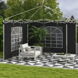 Rackhams 3x3(m) or 3x6m Pop Up Gazebo Side Panels Replacement, 2 Pack, Black - Black - Oxford - 295W x 195Hcm - thumbnail 2