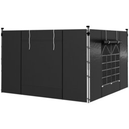 Rackhams 3x3(m) or 3x6m Pop Up Gazebo Side Panels Replacement, 2 Pack, Black - Black - Oxford - 295W x 195Hcm - thumbnail 3