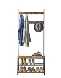 Rackhams Industrial Coat Stand with Shoe Storage Bench - 3-in-1 Design - thumbnail 6