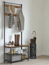 Rackhams Industrial Coat Stand with Shoe Storage Bench - 3-in-1 Design - thumbnail 2