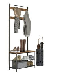 Rackhams Industrial Coat Stand with Shoe Storage Bench - 3-in-1 Design - thumbnail 5