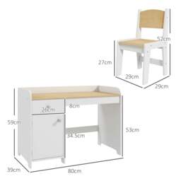 Rackhams ZONEKIZ Kids Desk and Chair Set for 3-6 Years with Storage Drawer, Study Table and Chair for Children - White - thumbnail 3