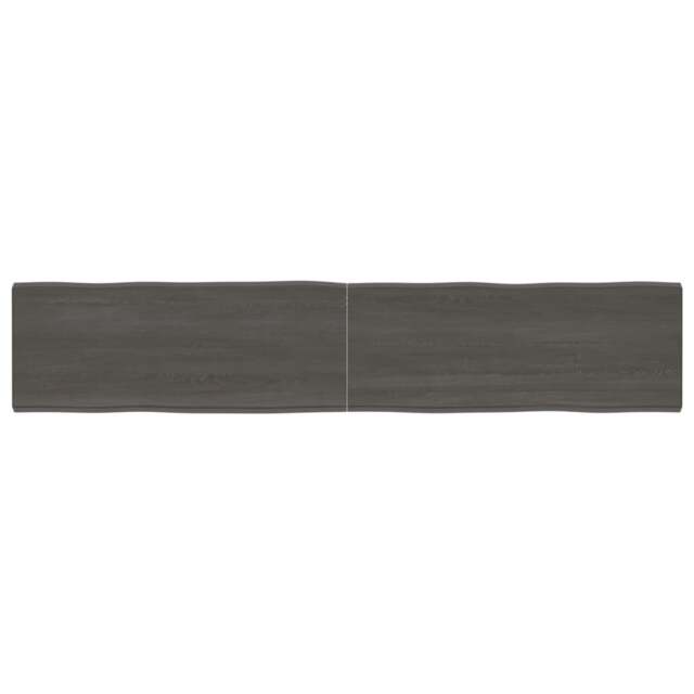 Rackhams Table Top Dark Grey 200x40x4 cm Treated Solid Wood Oak Live Edge