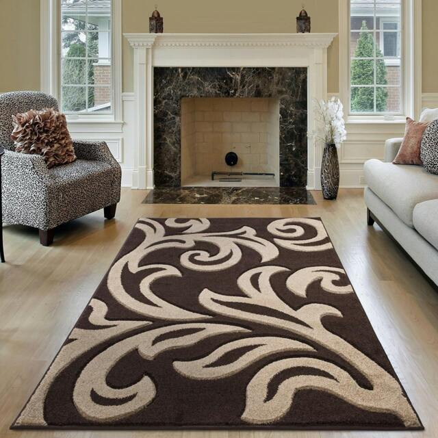 Rackhams Carved Rug Florence - Brown Beige - 120cm x 170cm (4ft x 5.5ft)
