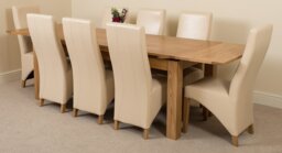Rackhams Richmond Large Oak Extending Dining Table with Lola Leather Chairs - 6 chairs - Black - thumbnail 3