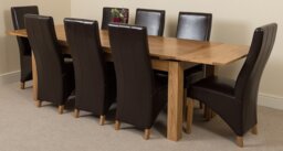 Rackhams Richmond Large Oak Extending Dining Table with Lola Leather Chairs - 6 chairs - Black - thumbnail 4