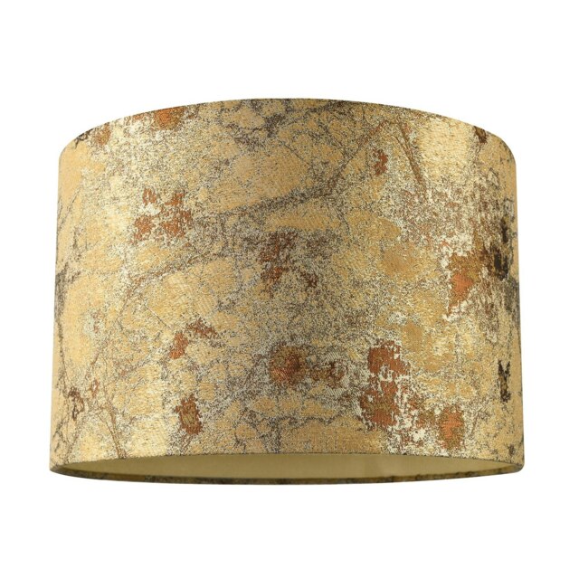 Rackhams Designer Textured Gold and Burnt Orange Jacquard Fabric Drum Lampshade - image 1
