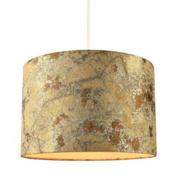 Rackhams Designer Textured Gold and Burnt Orange Jacquard Fabric Drum Lampshade - thumbnail 2