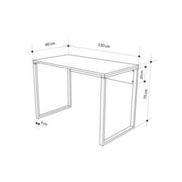 Rackhams Inna Modern Work Table Lotus with Sturdy Metal Legs Particle Board Industrial Desk Width 110cm - Black - thumbnail 3
