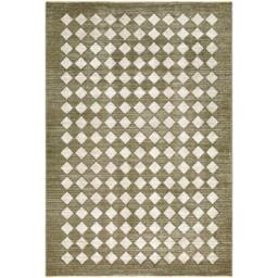 Rackhams Galey Alix Myrtle Avenue-Geometric Green Ivory Brown Diamond Pattern Fringe Rug - 160 x 230 cm - thumbnail 2
