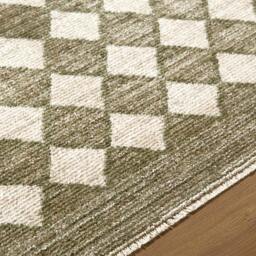 Rackhams Galey Alix Myrtle Avenue-Geometric Green Ivory Brown Diamond Pattern Fringe Rug - 160 x 230 cm - thumbnail 3