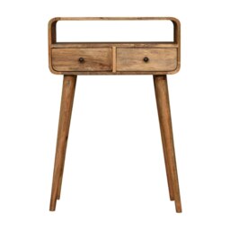 Rackhams Mini Curved Oak-ish Console Table - thumbnail 1