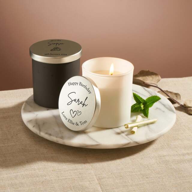 Rackhams Personalised Candle - Lemongrass & Mint Scented - White Jar - No - image 1
